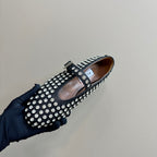 Alaia Strass Suede Ballet Flats In Black 999314