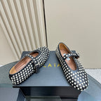 Alaia Strass Suede Ballet Flats In Black 999314