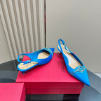 Valentino Slingback Pump 40mm In Blue Mix Beige Lambskin 999009