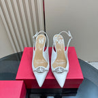 Valentino Slingback Pump 80mm In White Mix Dark Beige Lambskin 999020