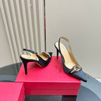 Valentino Slingback Pump 100mm In Black Mix Dark Beige Lambskin 999026