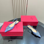 Vlogo Glow Laminated Nappa Leather Slingback Pump Could Blue Mix Beige 999033