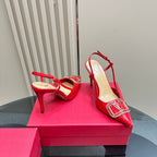 Vlogo Glow Laminated Nappa Leather Slingback Pump 100mm Red Mix Beige 999052
