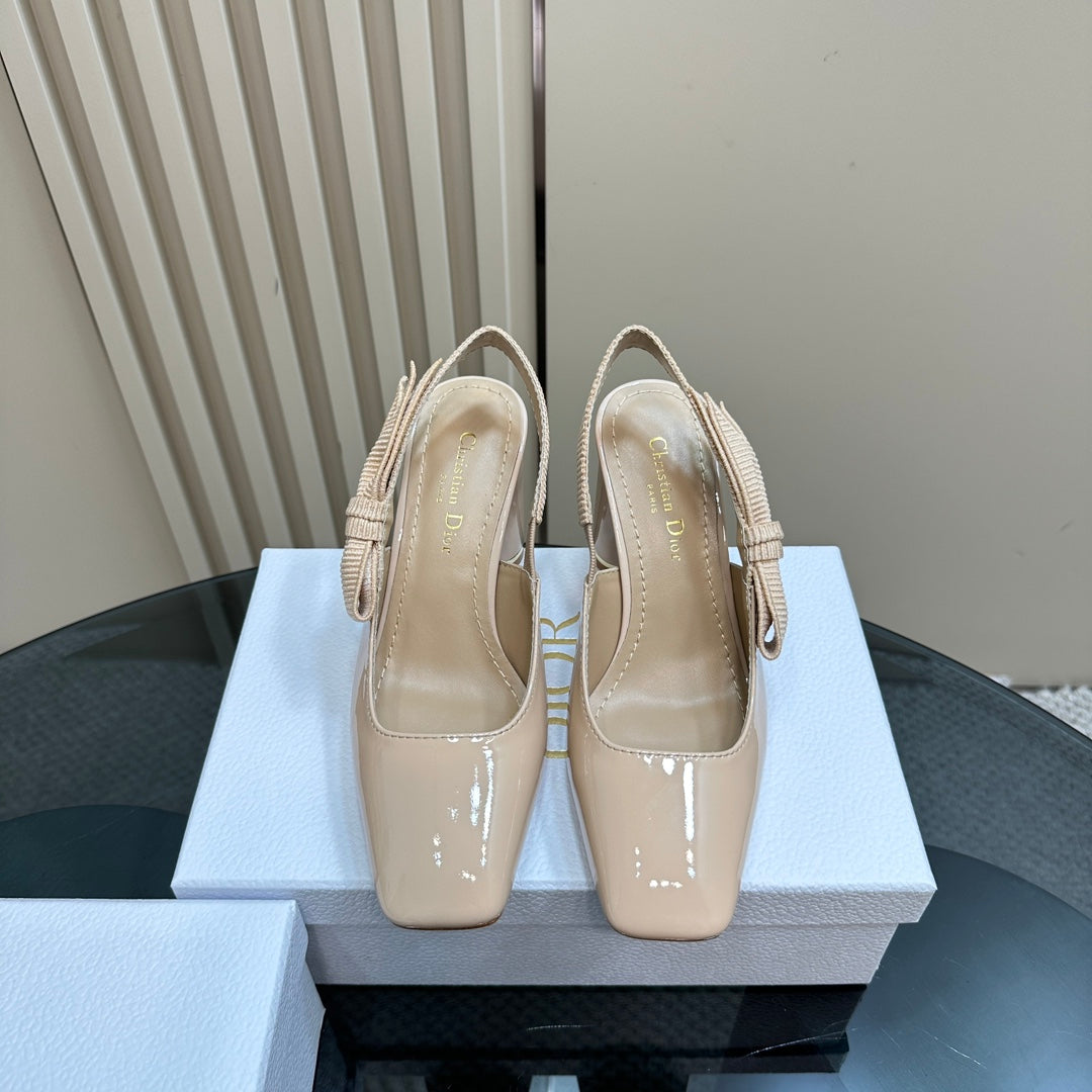 Miss Dior Paris Slingback Pump In Beige Glossy Cowhide 998863
