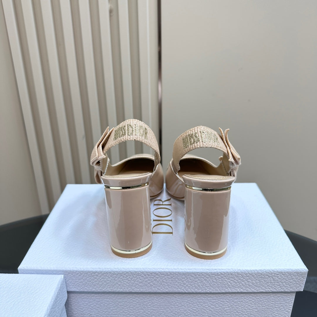 Miss Dior Paris Slingback Pump In Beige Glossy Cowhide 998863