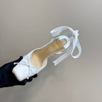 CL 25C Cassia Lace Up 100mm White Silk 215857