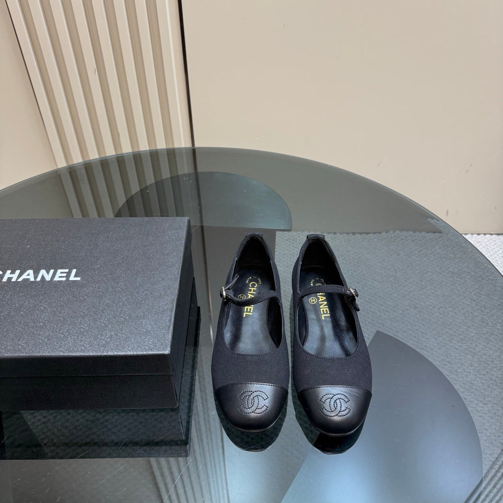 CC 25 Mary Jane Flats Black Fabric 239403