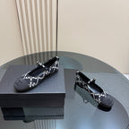 CC 25 Mary Jane Flats Black Pattern Fabric 239404