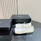 CC 25 Mary Jane Flat Beige Cream Leather with Fabric 239407