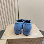 CL Denium Ballet Shoes Blue Nappa Lambskin 299718