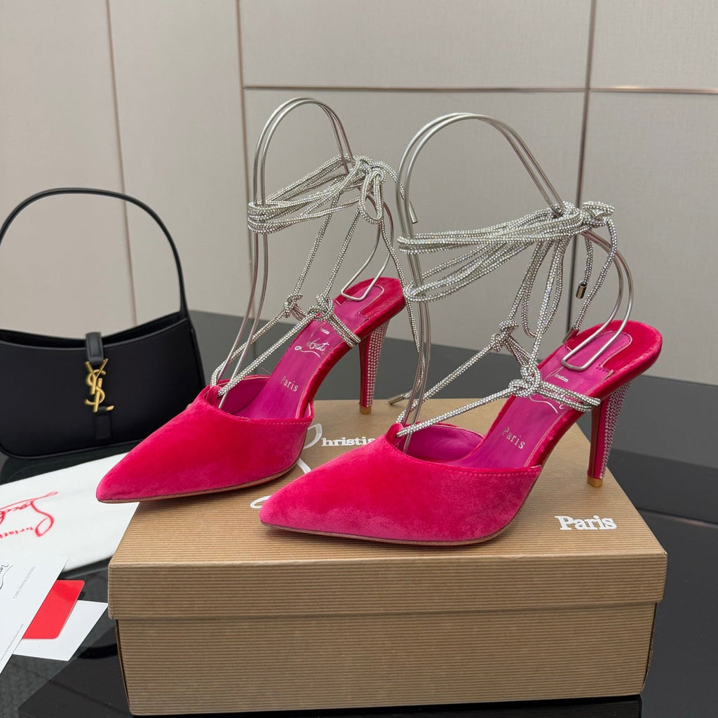 CL Mules Dark Pink 8.5cm   Material 299876