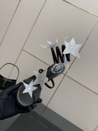 RC Sandals 9.5cm Black Silver Rhinestone Silk 302582