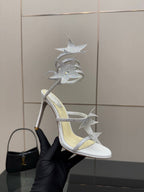 RC Sandals 9.5cm White Rhinestone Silk 302585