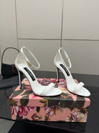 DC 25 Buckled High-Heeled Sandals White Patent Leather & Sheepskin 326382