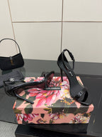 DC 25 Buckled High-Heeled Sandals Black Patent Leather & Sheepskin 326383