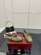 GC 25 Horsebit Ballet Flat Green Monogram Canvas