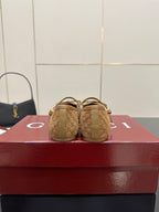 GC 25 Horsebit Ballet Flat Dark Brown Monogram Suede