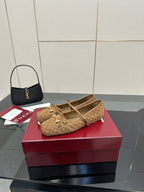 GC 25 Horsebit Ballet Flat Dark Brown Monogram Suede