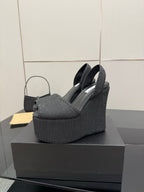 ALAIA platform sandal black sheepskin 389631