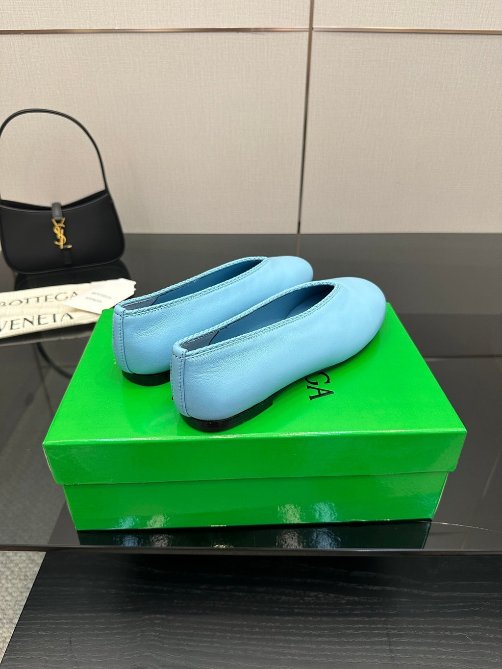 BV Puddle Ballet Flat Blue Lambskin 427639
