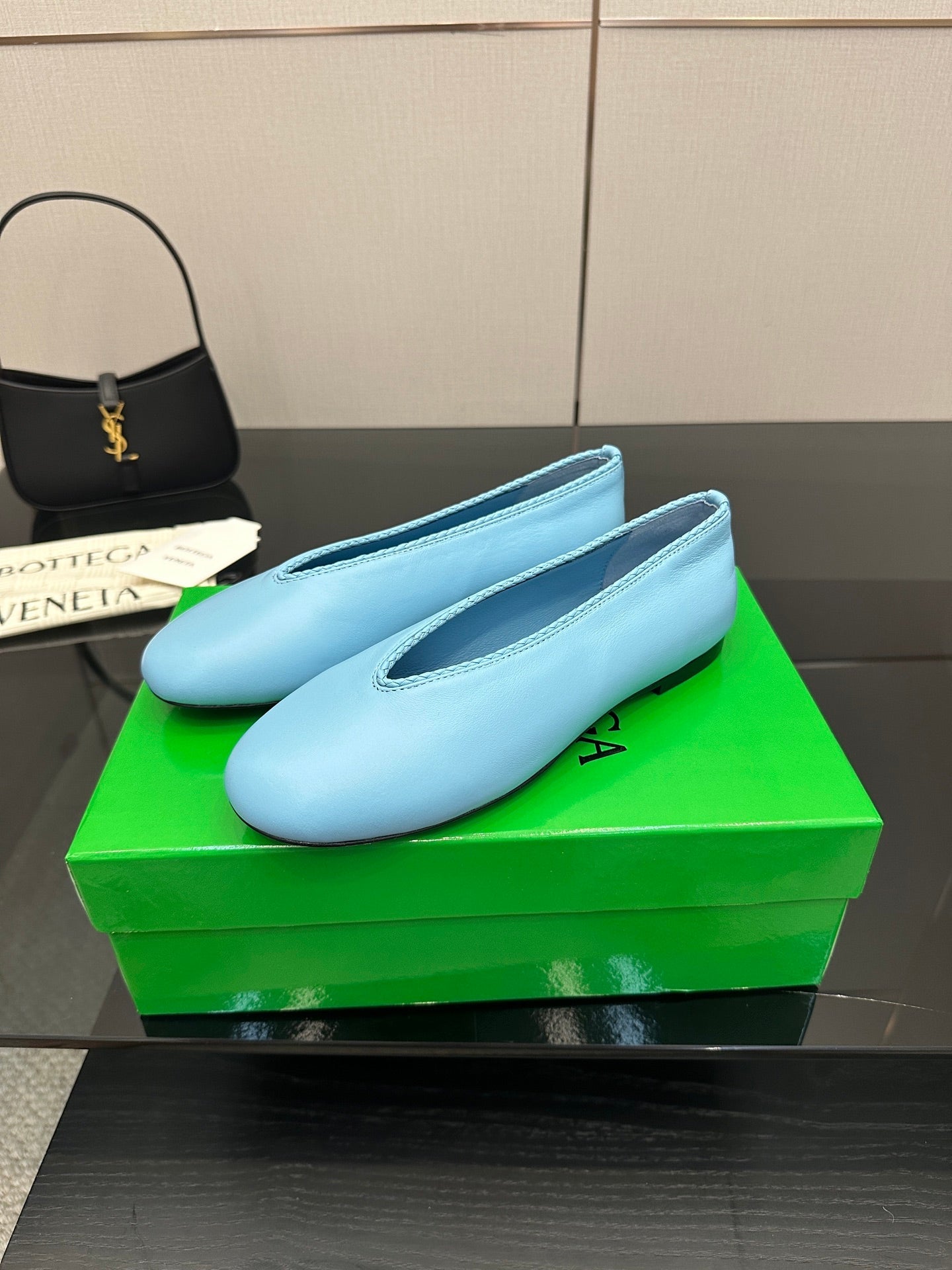 BV Puddle Ballet Flat Blue Lambskin 427639