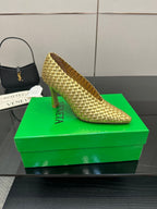 BV Sofia Pump 90mm Gold Intreccio leather 427649