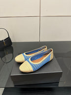 Alaia 2025 Ballet Flat Beige Blue Raffia 433752