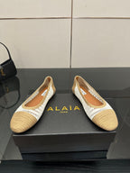 Alaia 2025 Ballet Flat Beige White Raffia 433755