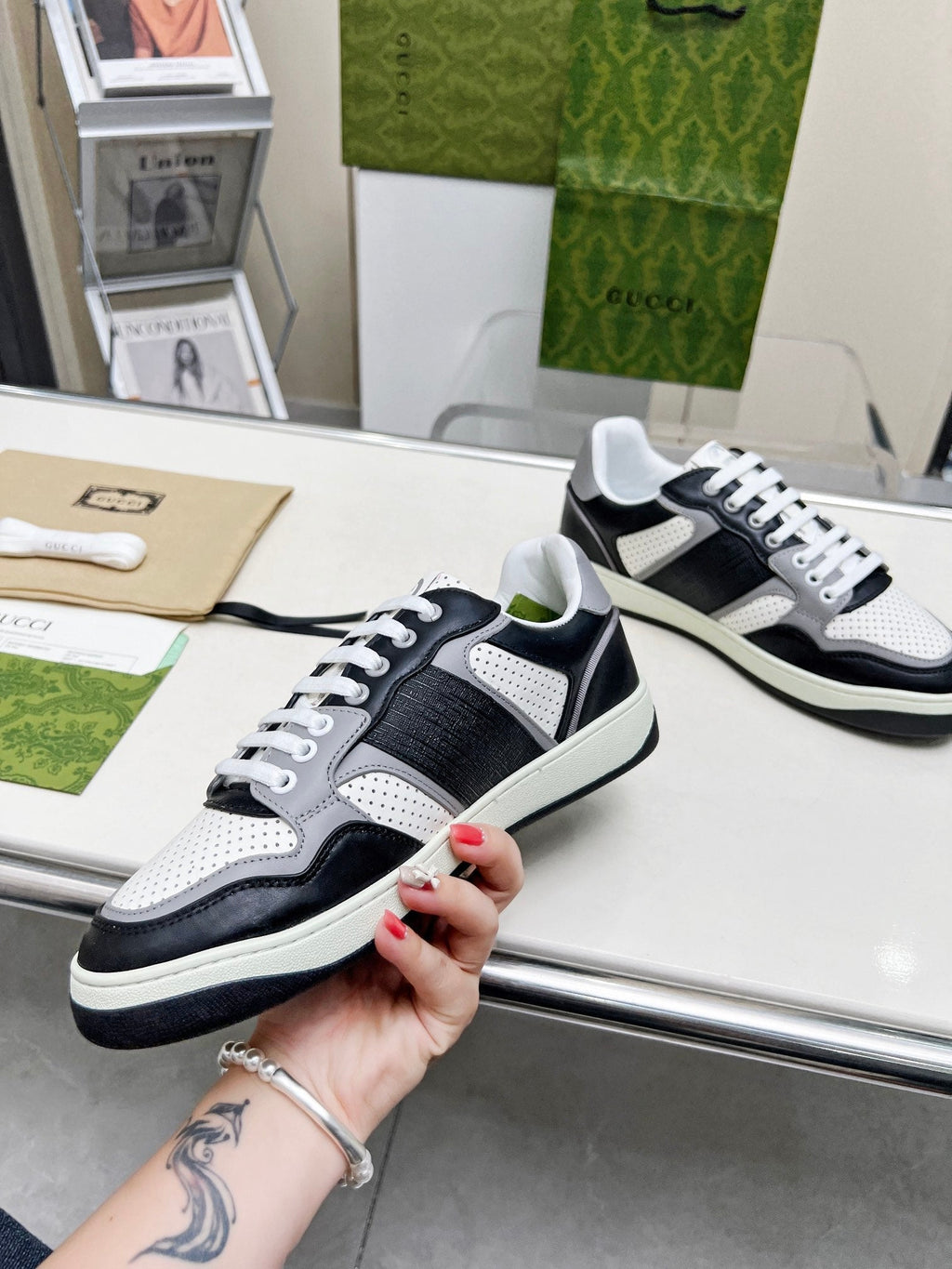 GG Men's MAC80 Sneaker White Black Cowhide 539519