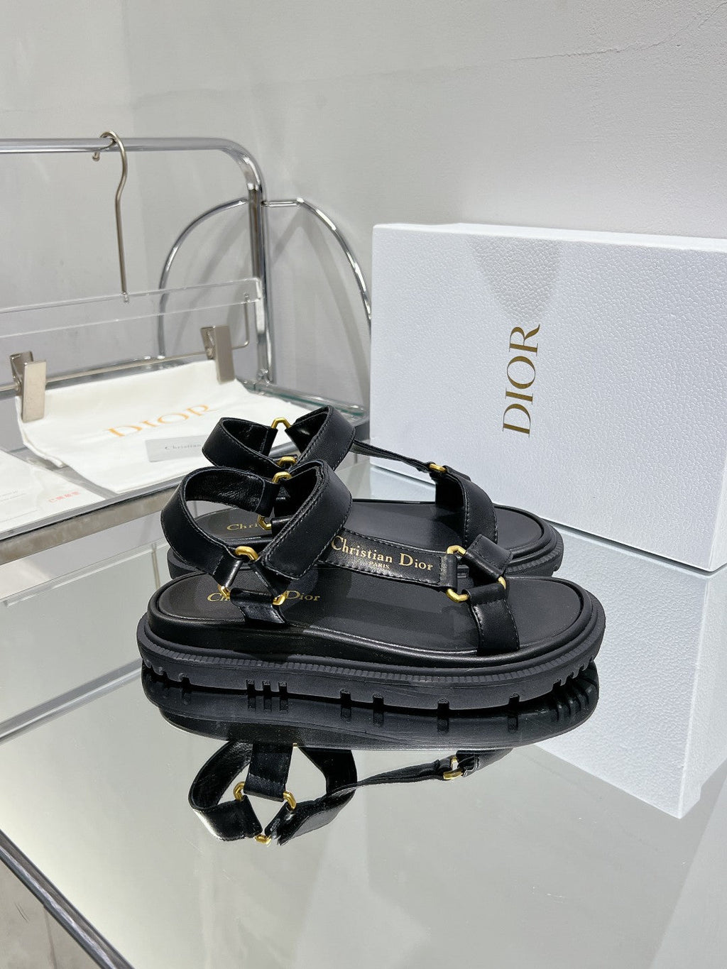 CD D-Wave Sandal In Black Cowhide 100755