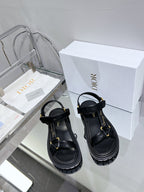 CD D-Wave Sandal In Black Cowhide 100755