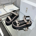 CD D-Wave Sandal In Light Pink Black Cowhide 100761