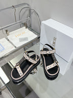 CD D-Wave Sandal In Light Pink Black Cowhide 100761
