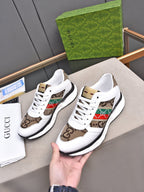 GG Men's Sneaker White Brown Calfskin 522005