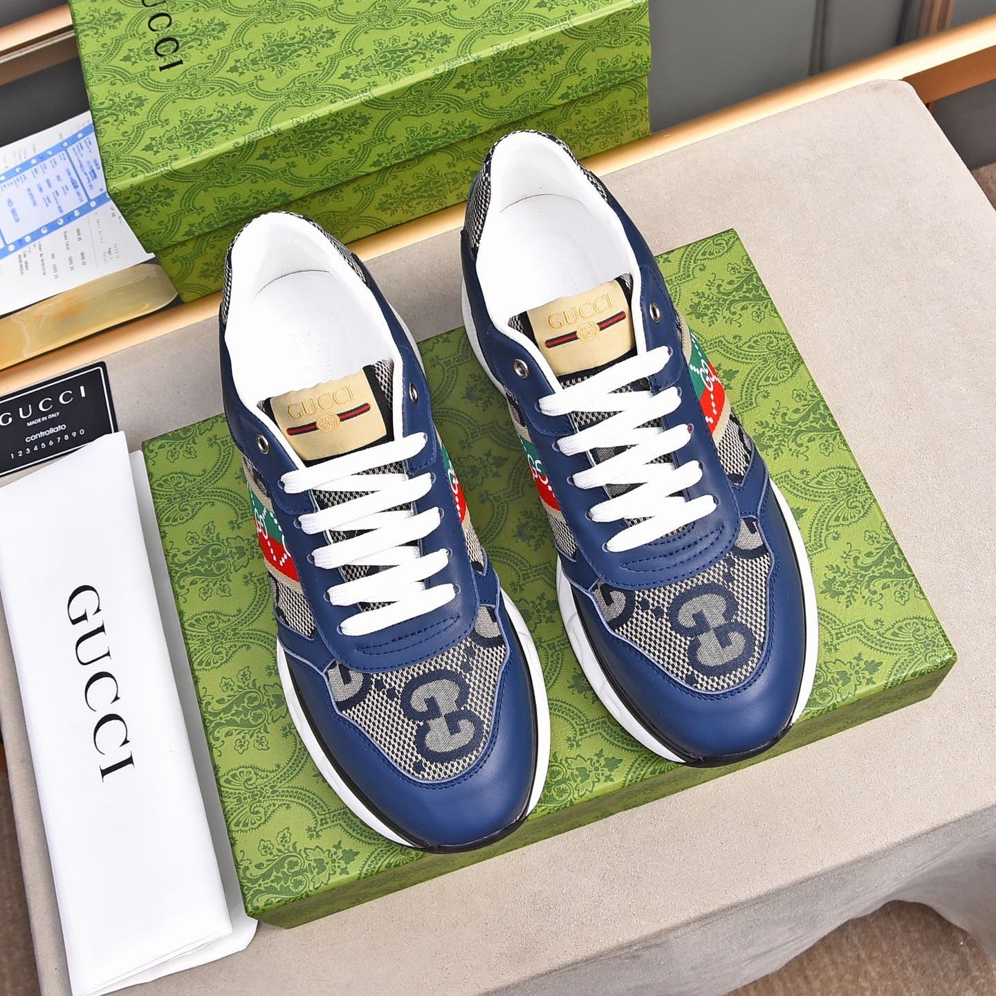 GG Men's Sneaker Blue Calfskin 522006