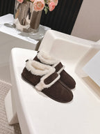 The Row 2025 Furry Shoe Dark Brown White Suede Wool 560591