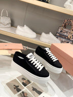 Miu Low Top Skateboard Shoes 50mm Black Canvas 456834