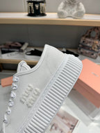 Miu logo-patch sneakers 45mm White Canvas 456833