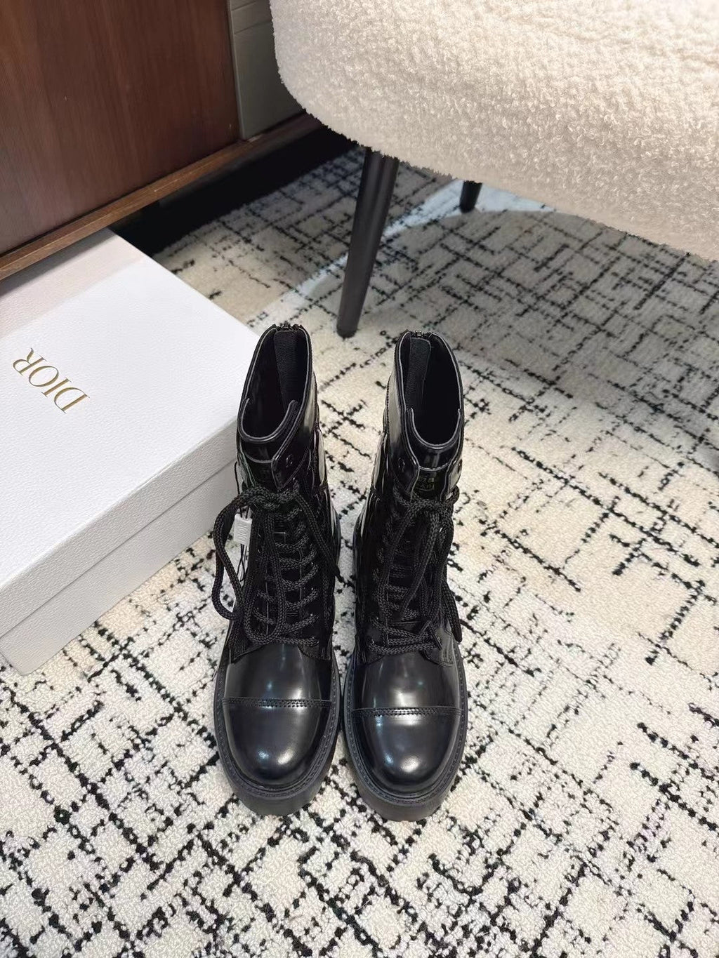 CD D-Unit Ankle Boot Glossy Black Calfskin