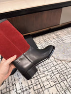 Chanel 25A Winter New Hight Boots Black Red Cowhide 393517