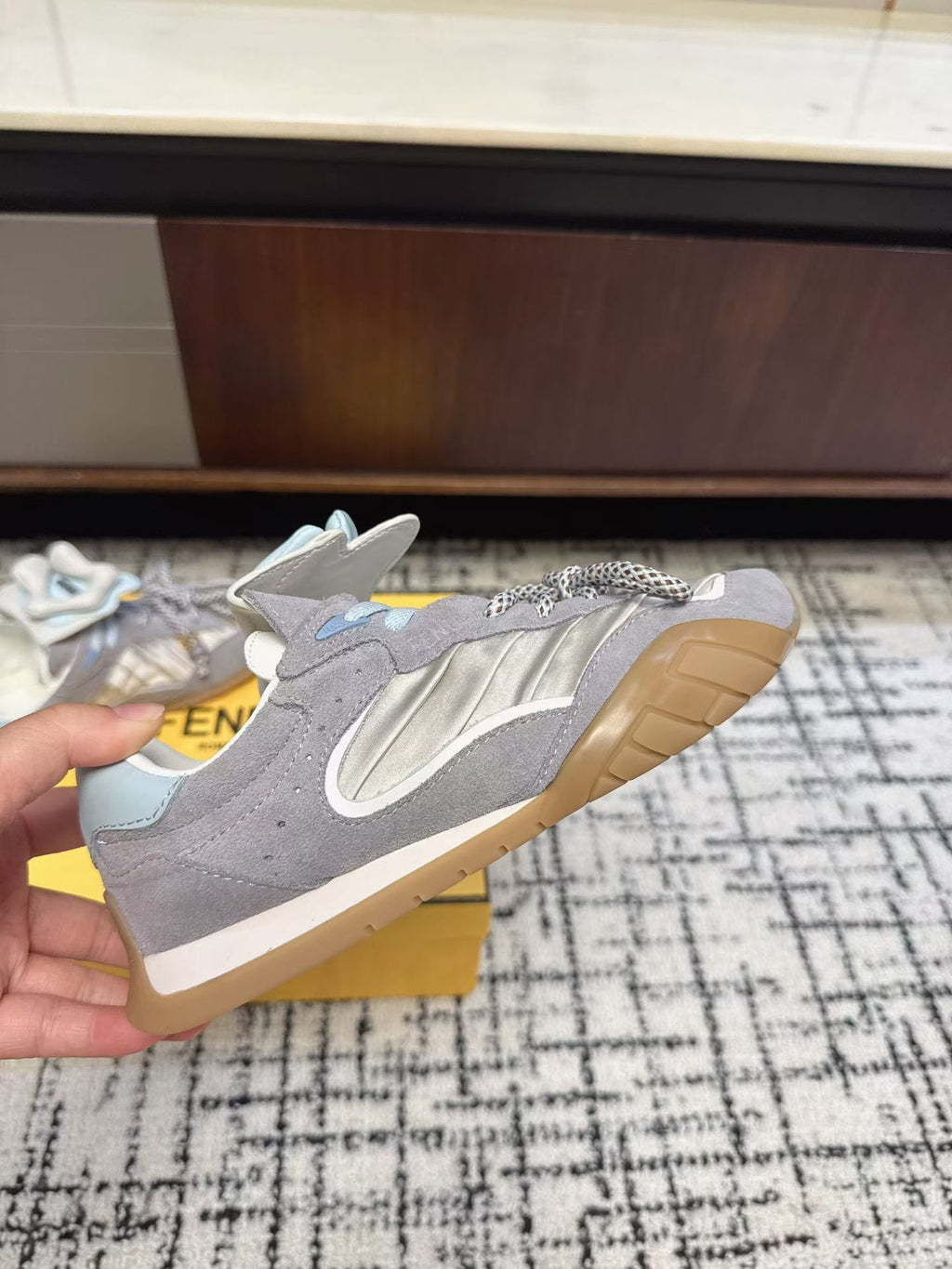 Fendi Flow Trainers Grey Suede 682048