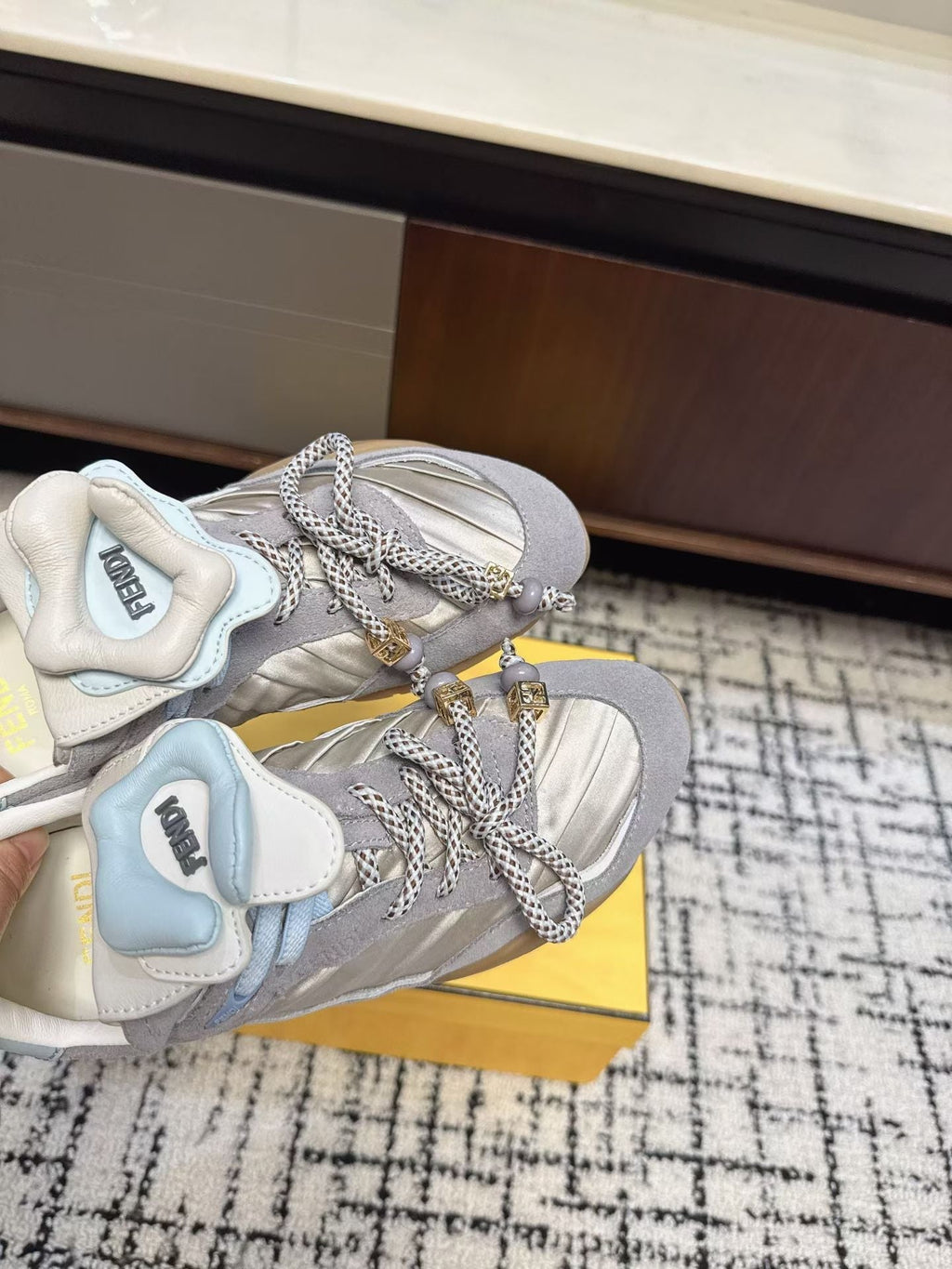 Fendi Flow Trainers Grey Suede 682048