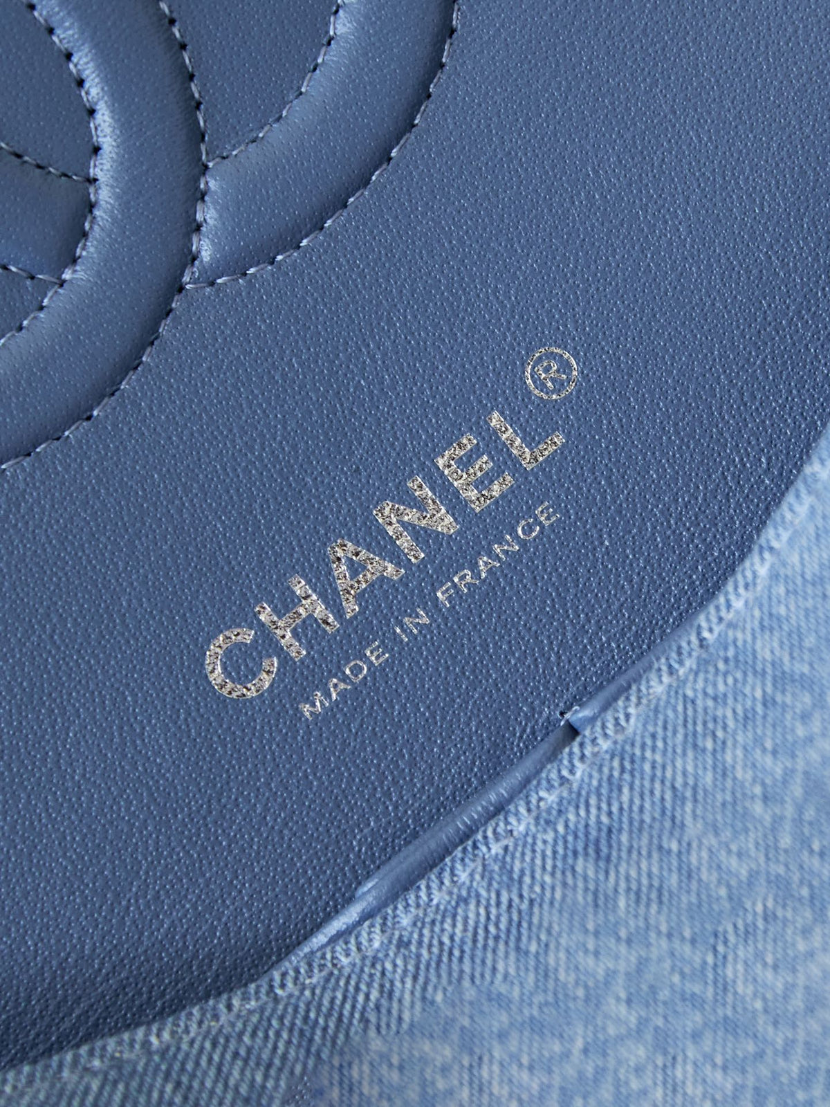 CC 24K Flap Bag 25cm Blue Denim Silver Hardware