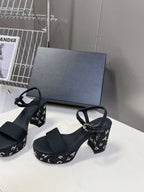 slingback sandal 75 black calfskin crystal