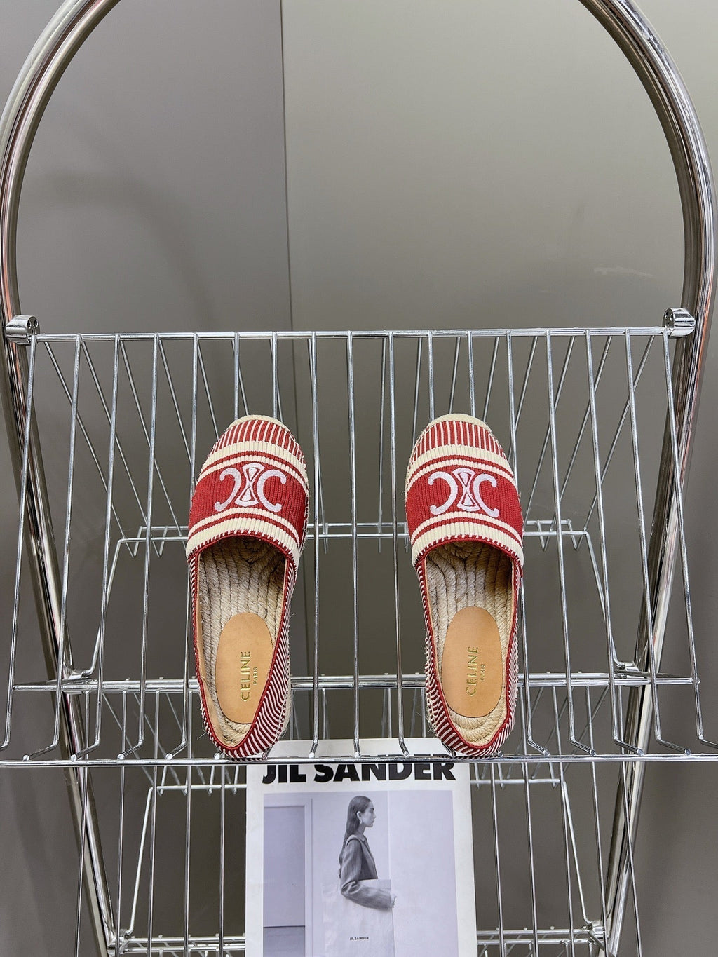 CELINE Espadrillas Loafers Red Line Canvas 285936