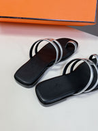 Georgia Sandals Silver Black Calfskin