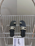 Georgia Sandals Gold Black Calfskin