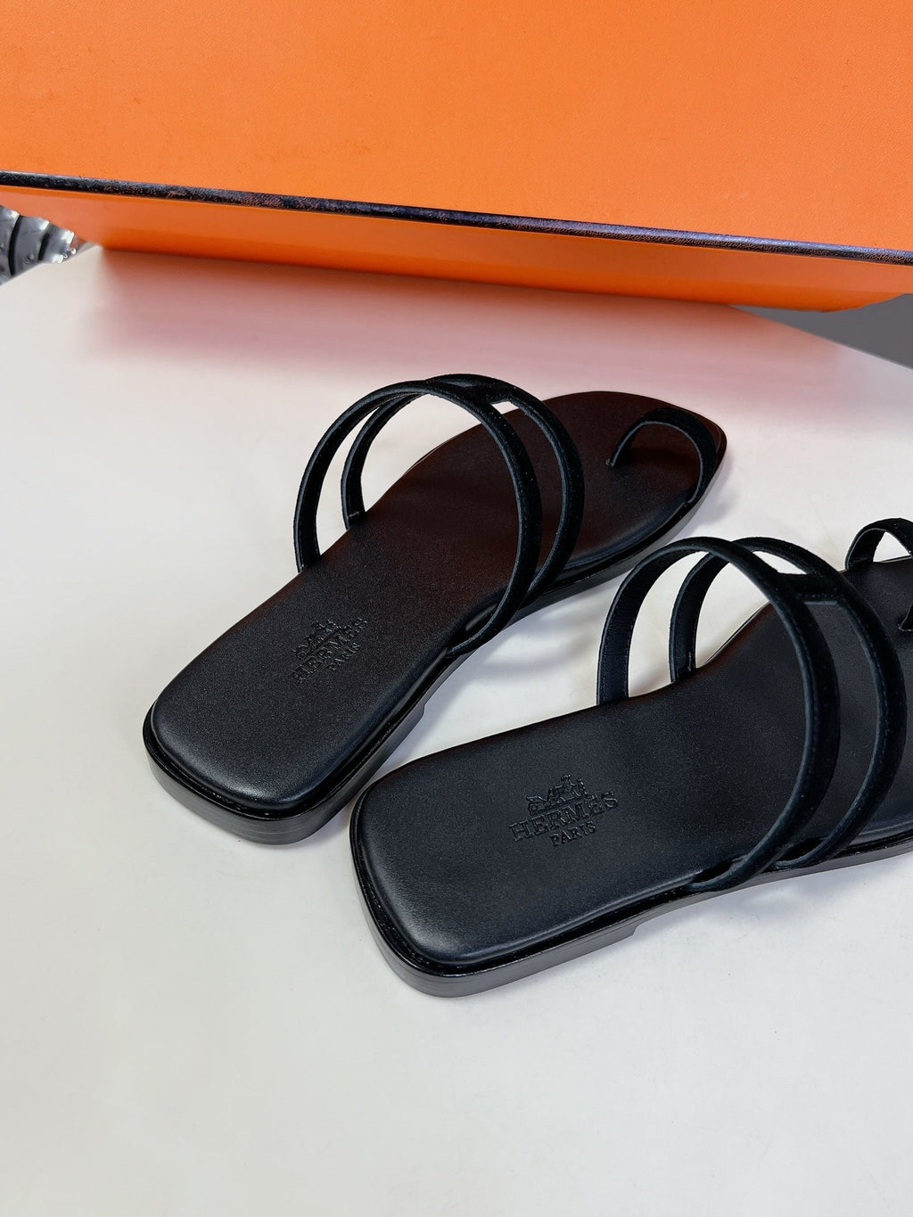 Georgia Sandals Black Suede Black Calfskin