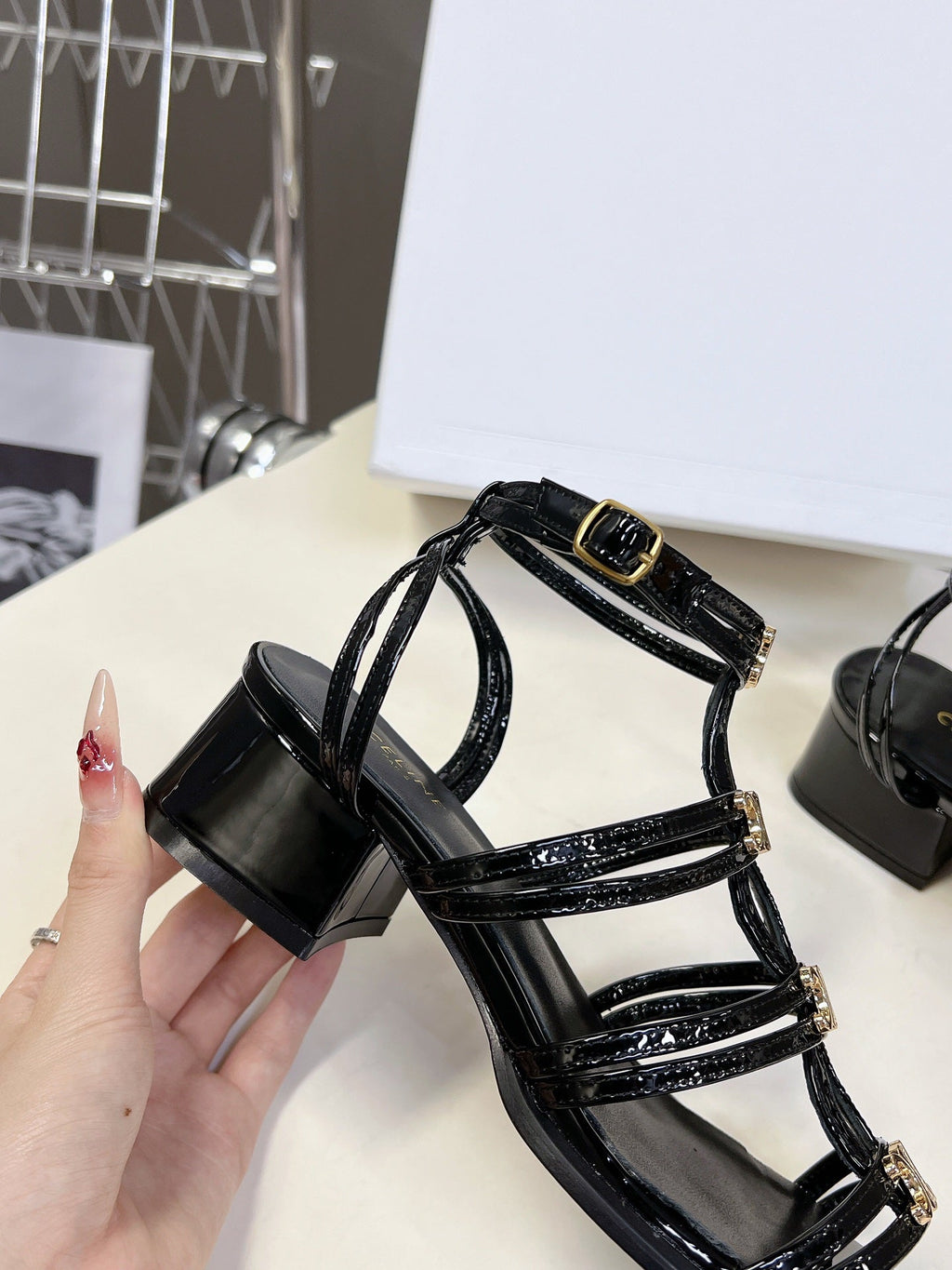 CELINE Sandals Clemence Multi Black Leather