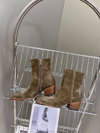 CELINE 25 Cowboy Boots Dark Brown Suede 434417